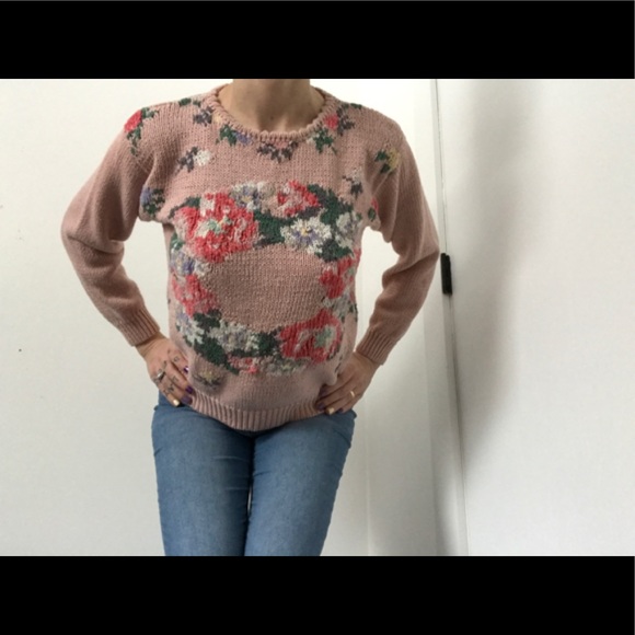 Petite Sophisticate Vintage Floral Pink Sweater - Picture 5 of 13